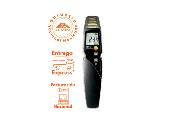 Vista frontal del temómetro infrarrojo de pistola marca testo modelo 830 T2