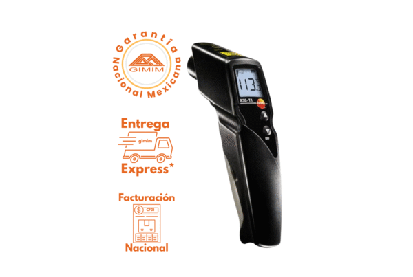 Vista frontal del temómetro infrarrojo de pistola marca testo modelo 830 T1