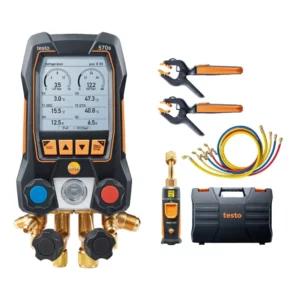 Foto del contenido del ki de instalación de aire acondicionado y refrigeración de la marca Testo
