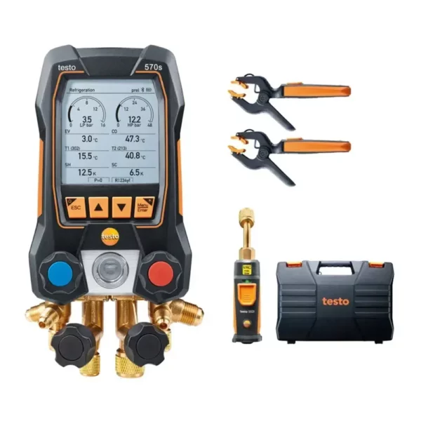 Foto de un kit de herramientas HVAC y climatización de la marca Testo