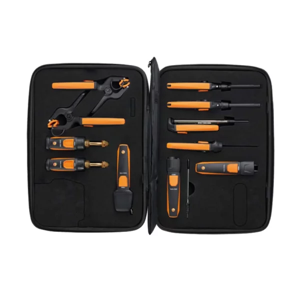 Fotografía al interior de la maleta con Smart Probes de la marca Testo HVACR Ultimate kit